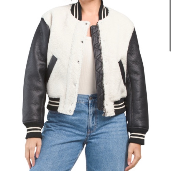 Blank NYC Jackets & Blazers - Blank NYC Black and Cream Sherpa Bonded Bomber Women’s Jacket NWT Size M